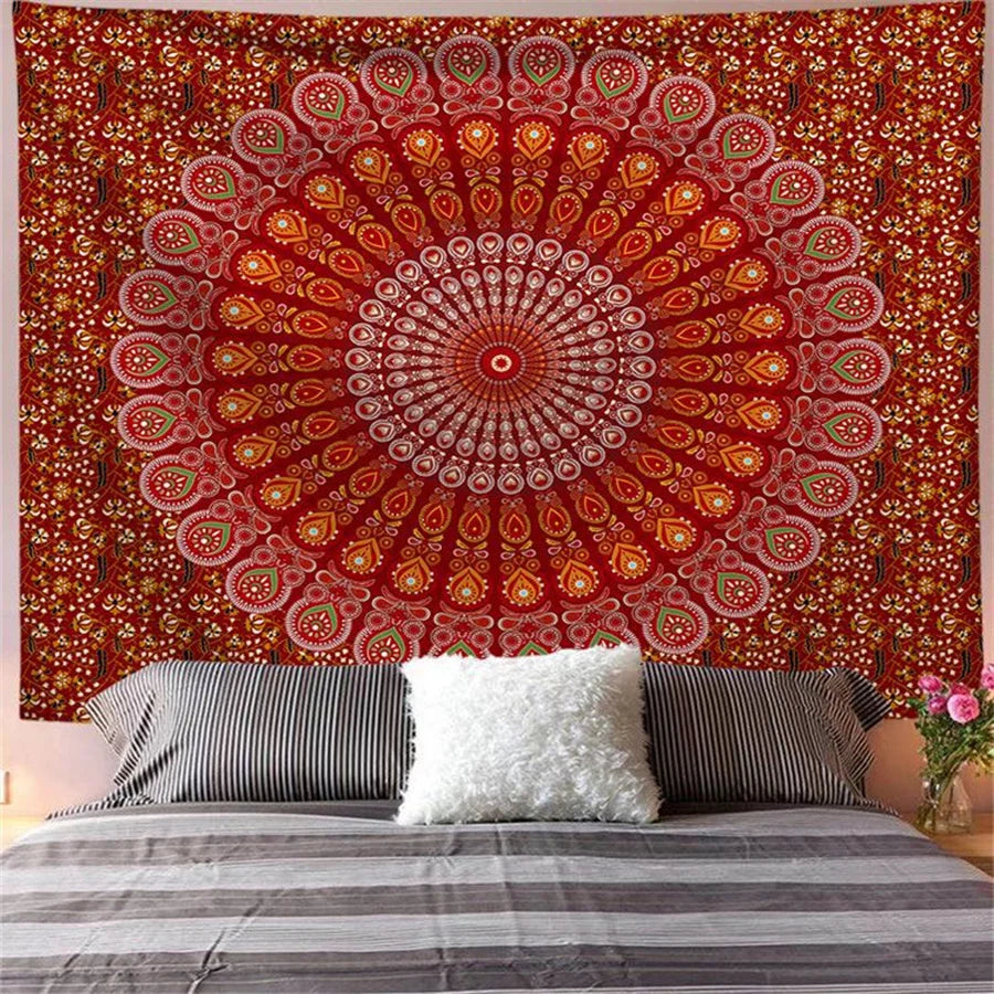 Indian Mandala Wall Hanging Tapestry Boho Hippie Cloth Fabric Large Elephant Tapestry Interior Bedroom Dorm Room Decor Aesthetic