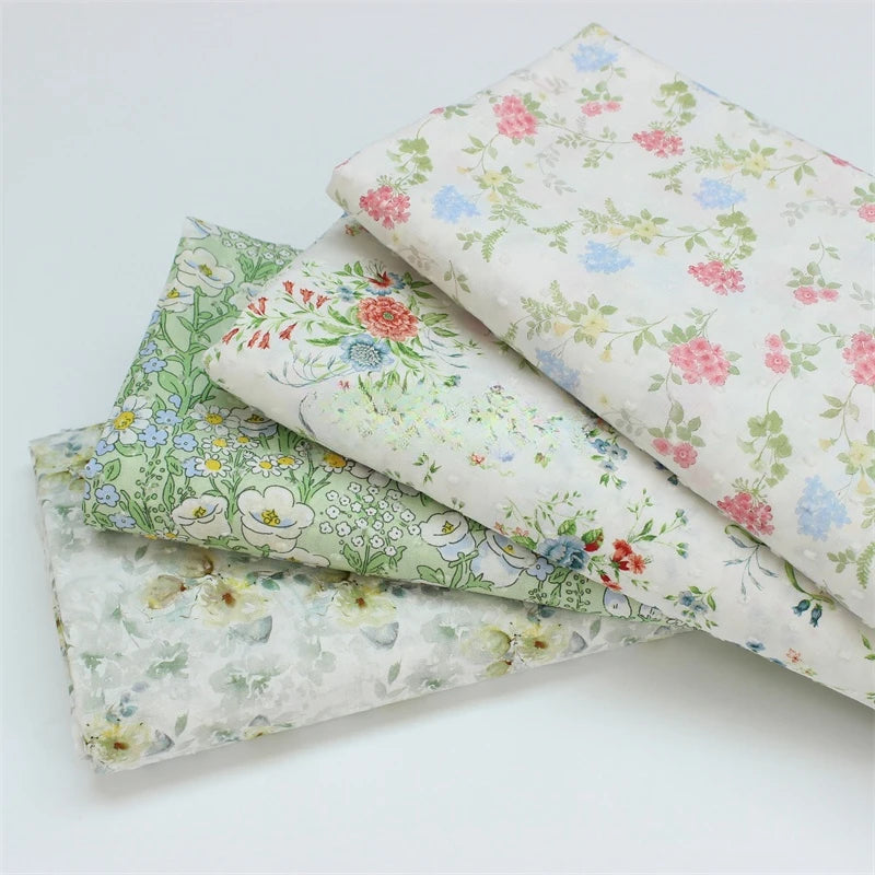 Woven Cotton Cloth Digital Small Floral Cut Fabric Children's Clothing Dress Handmade DIY Fabric