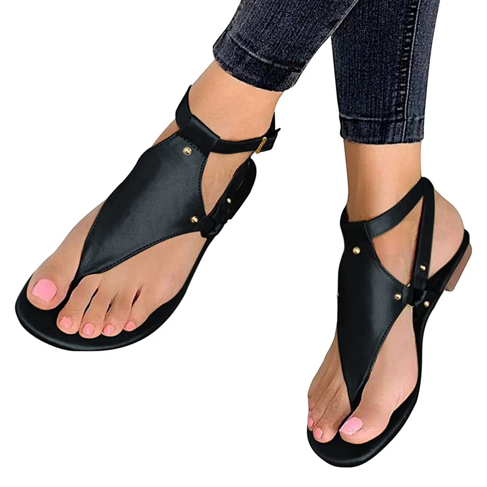 Women's Sandals Simple Clip Toe Flat Shoes Herringbone Shoes Outdoor Sandals