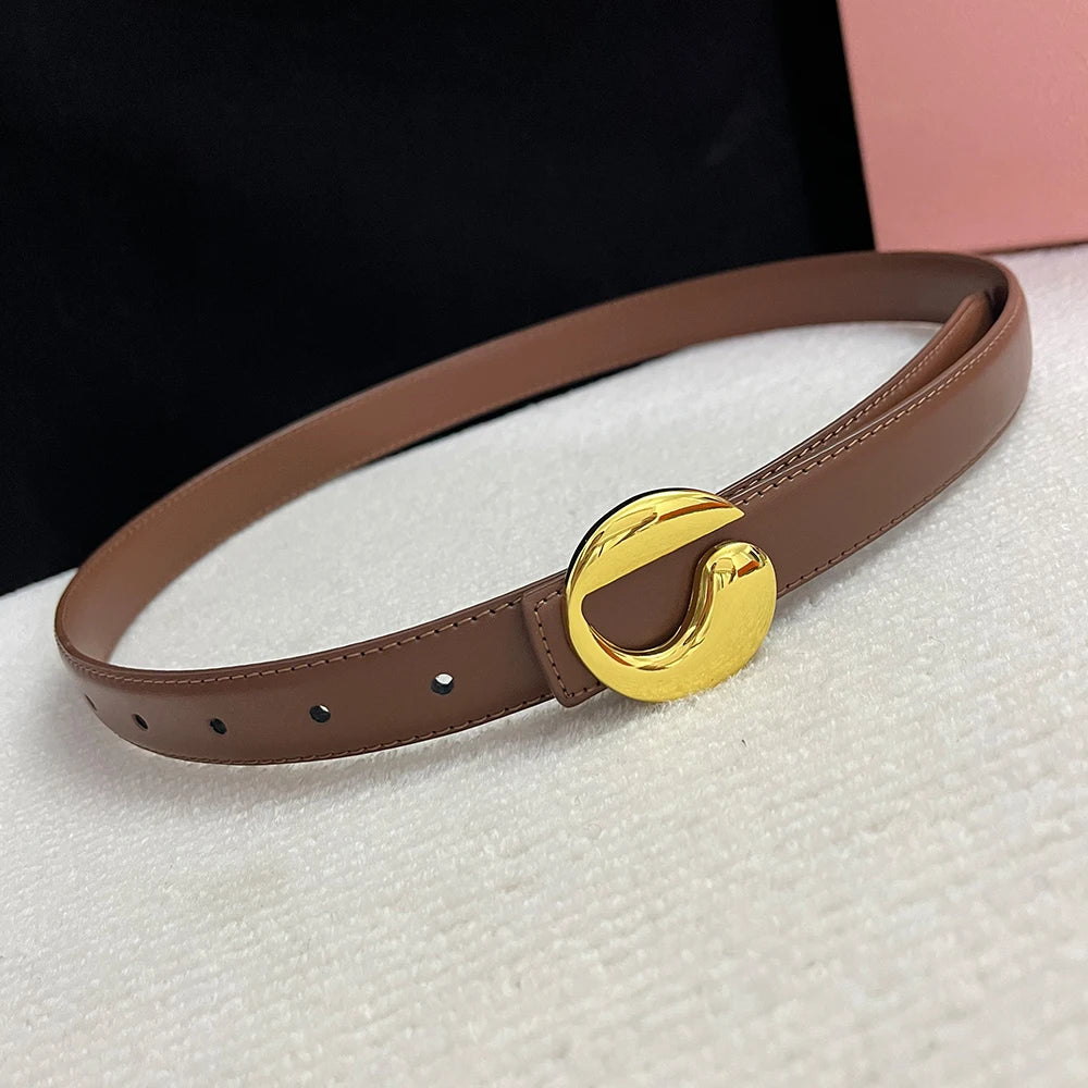 Ladies Leather Belt Retro Smooth Buckle Fashion Simple with Jeans CasuaI High Quality Leather  Waistband