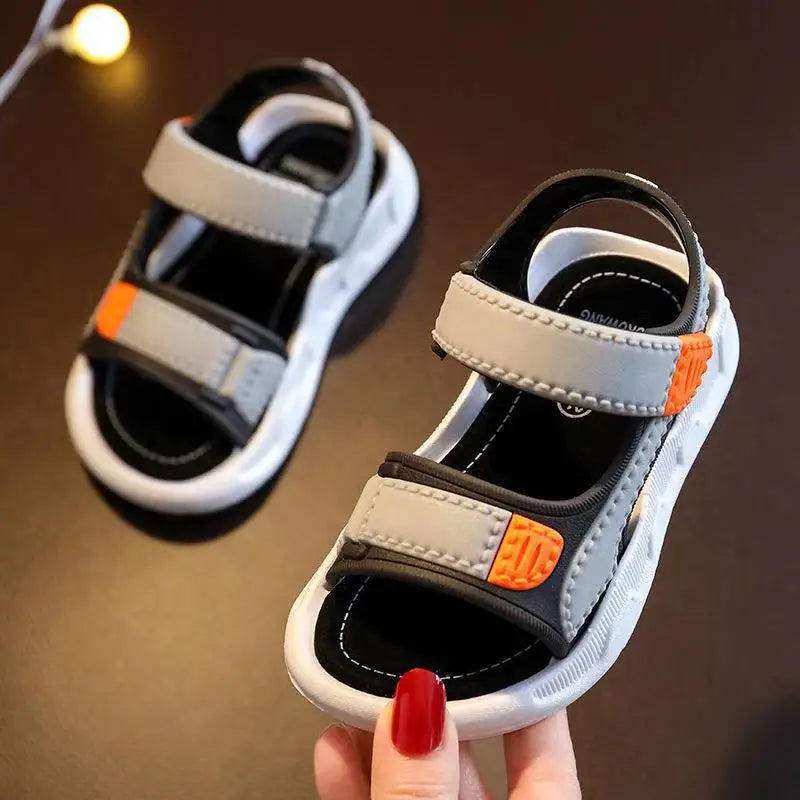Home Children's Sandals Summer New Style Imitation Leather Casual Primary School Students Soft Bottom Beach Boys' Sandals