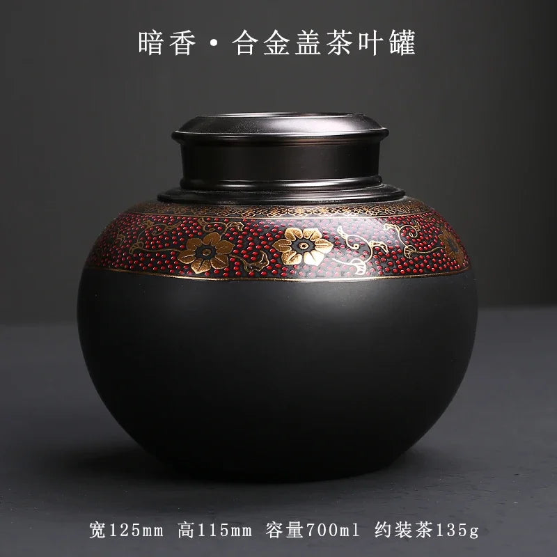 Purple Clay Tea Caddy Ceramic Large Airtight Pot Universal Half Catty Black Green Pu'er Tea Pot Household Storage Tank
