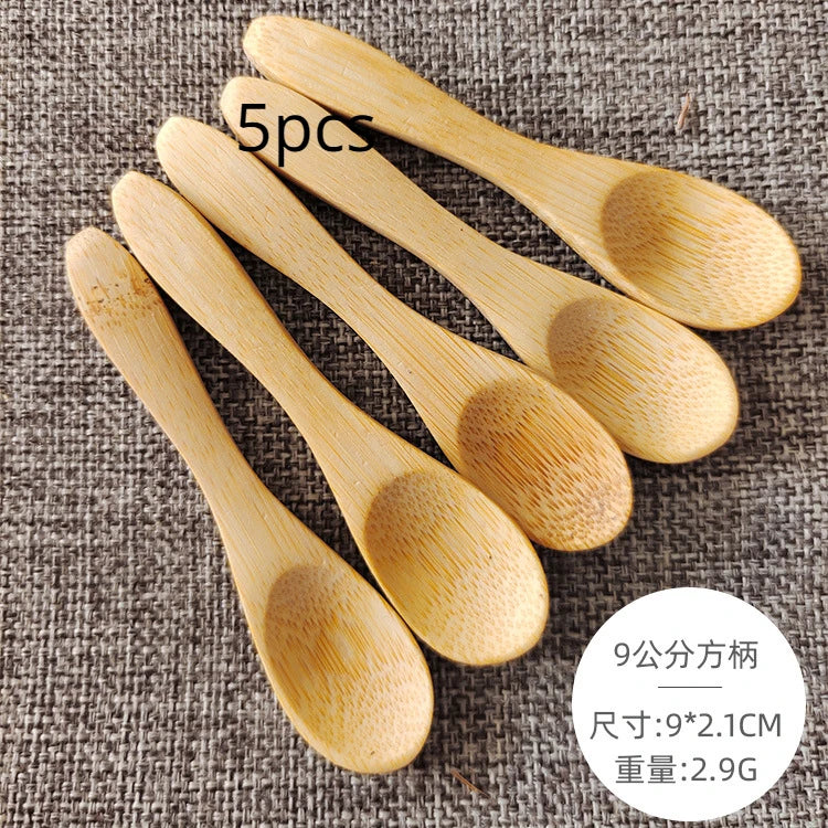 5Pcs Ice Cream Spoon Mini Easy Clean Wear-resistant Natural bamboo Wooden  Honey Children's Spoon Yogurt Spoon for Kitchen