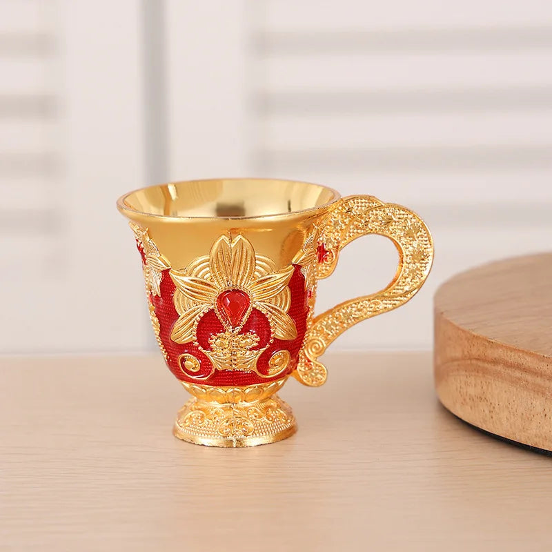 European High-end Metal Small Wine Glass Cup Whiskey Creative Home Vintage Wine Glass Crafts For Bar Party Home Decor