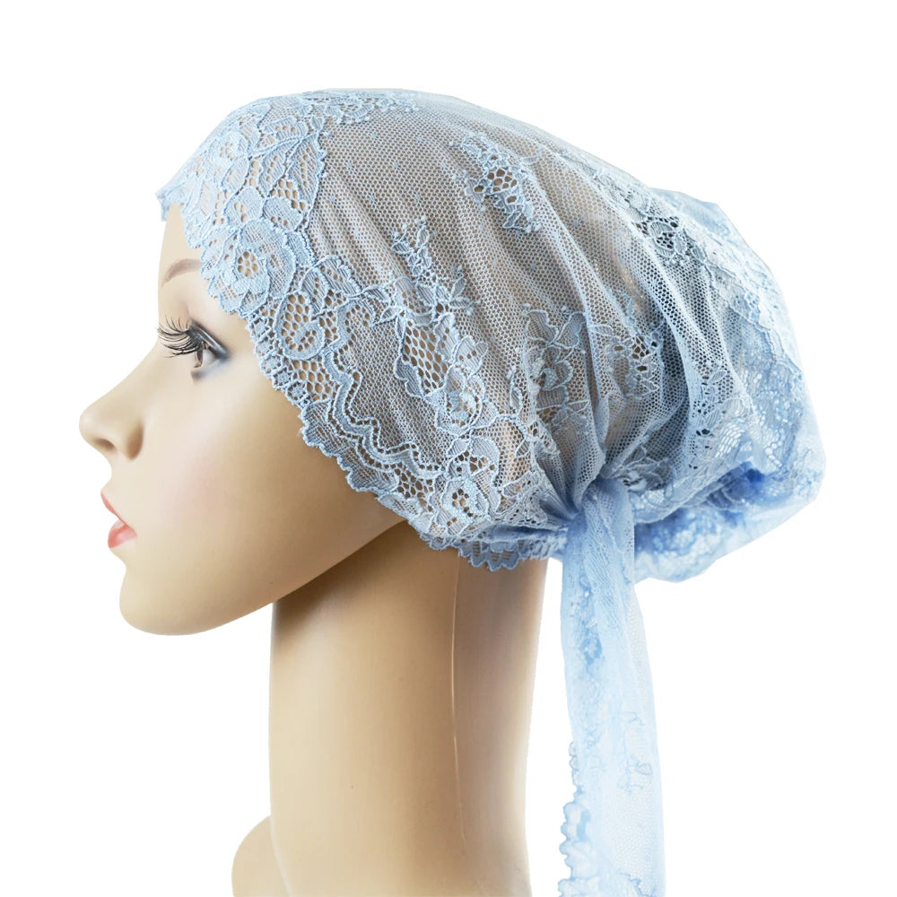 Muslim Women Head Scarf Lace Flower Underscarf Elastic Hijab Hair Cover Headwrap Chemo Cap Islam Headband Bonnet Turbante Mujer