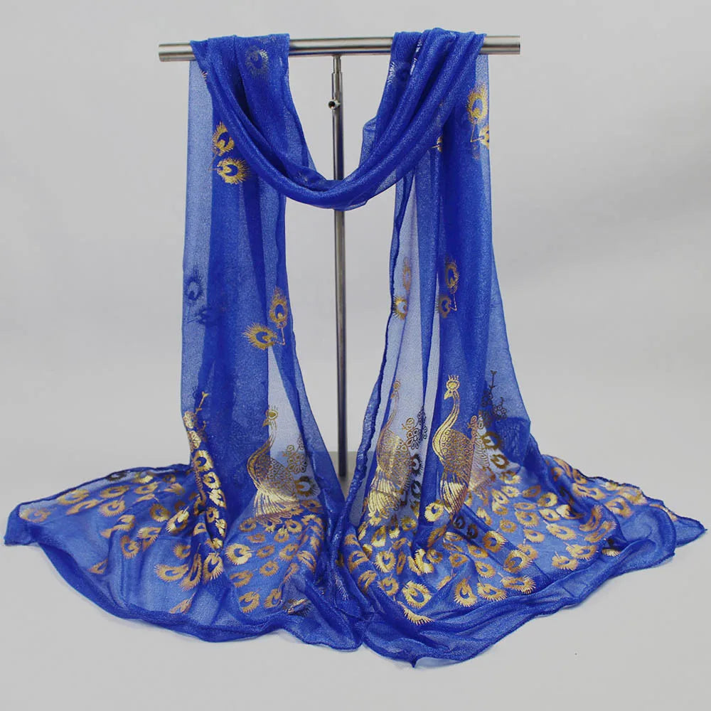 Luxury Shawl Scarves Women Lady Multi-Color Peacock Flower Scarf Long Soft Wrap Shawl Stole Pashmina Unisex Pashmina Wraps Hijab