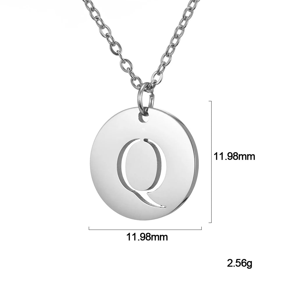 Kkjoy Fashion Stainless Steel Gold Color Minimalist Metal Round A-Z 26 Initials Necklace for Women Jewelry Gift Wholesale New in