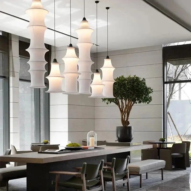 Japanese Wabi Sabi New Chinese Minimalist Bamboo knot Silk Chandelier Restaurant B&B Living Room Decoration Home Pendant Lights