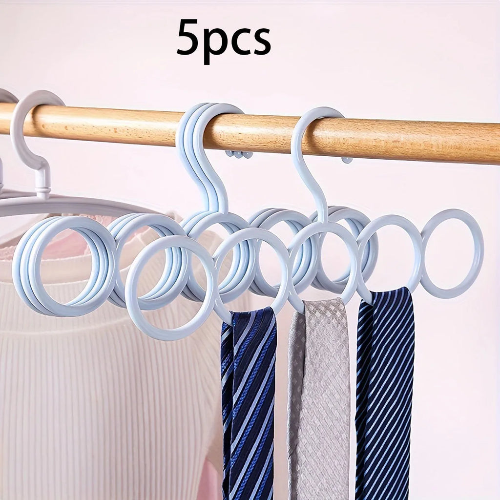 1pc/3pcs/5pcs Five-Ring Storage Hanger, Multifunctional Clothes Scarves , Save Space Closet Organizer For Home And Dorm