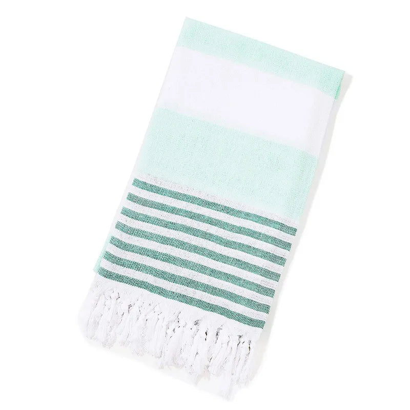Cotton and Linen Striped Quick-drying Shawl European and American Popular Yarn-dyed Cotton Turkish Beach Towel with Tassels