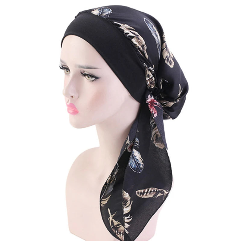 Lady Women Hat Chemo Cap Muslim Braid Head Scarf Turban Head Wrap Cover Ramadan Hair Loss Islamic Headwear Arab Fashion