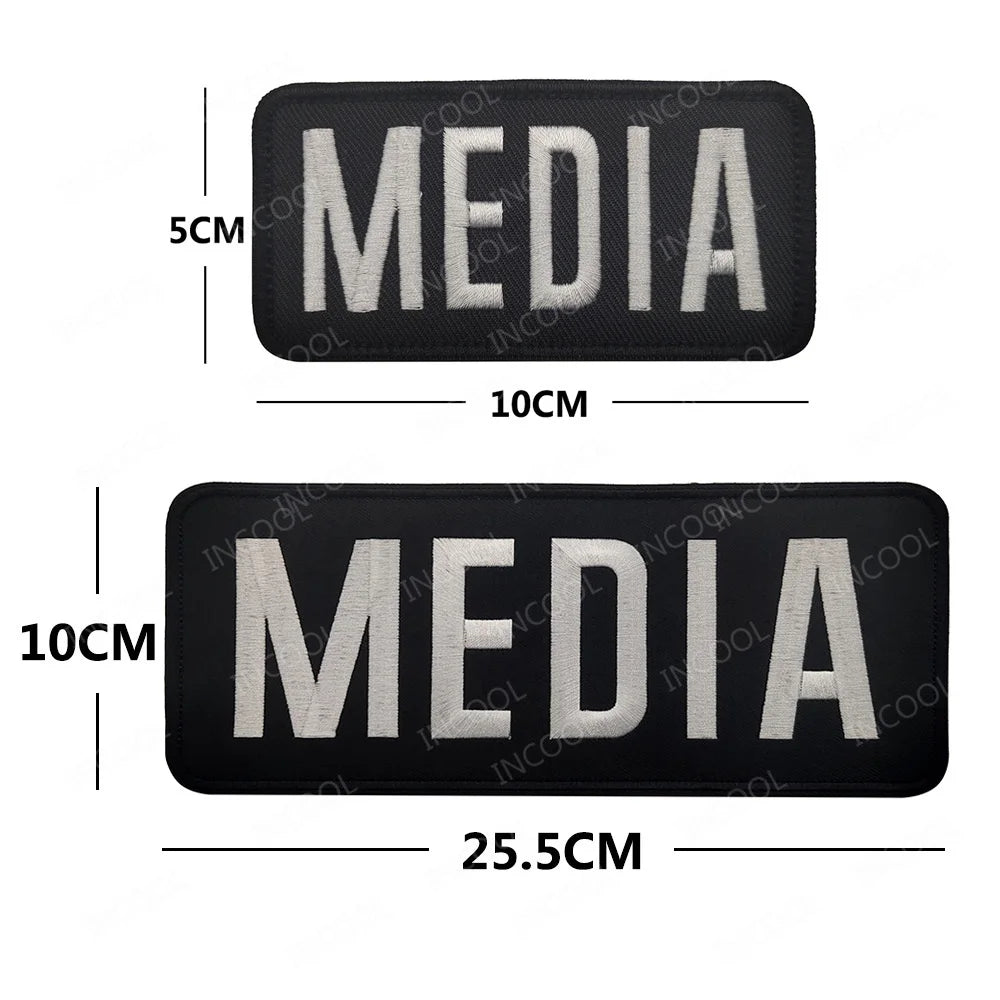 PRESS MEDIA INSTRUCTOR Doctor Nurse First Aid Staff IR Infrared Reflective Glow In Dark Patches Appliqued Embroidered Badges