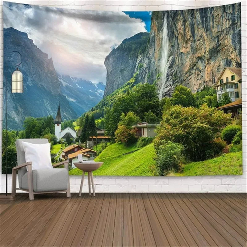 Home Decor Tapestry Beautiful Landscape Sunlight Through Forest  Wall  Sofa Bedroom Dorm