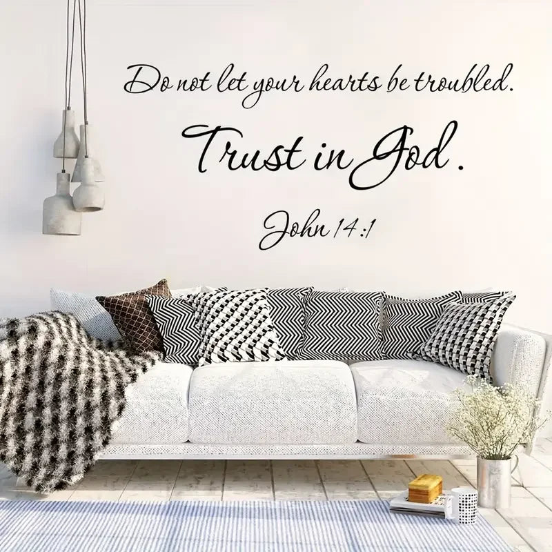 1pc Vinyl Home Decals, The World Truth Bible Quote Is God, Removable Wall Stickers, Christian Family Bless Pray Words Mural