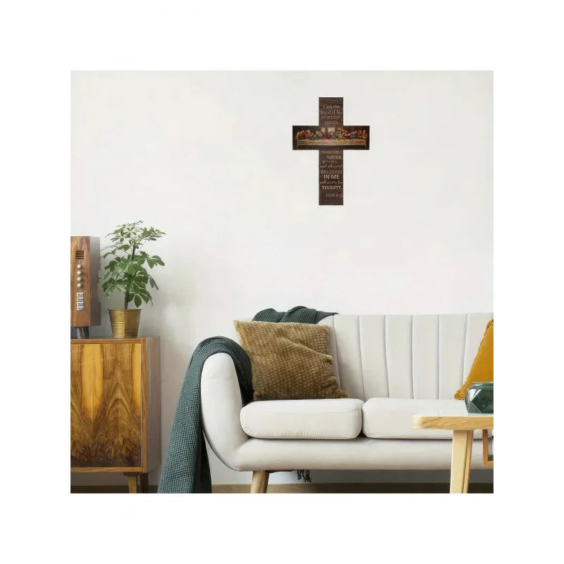 1pc Wooden Wall Decor Cross, Simple Home Decoration For Living Room, Kitchen, Wooden Door, Garden, Suitable For Vintage Festival