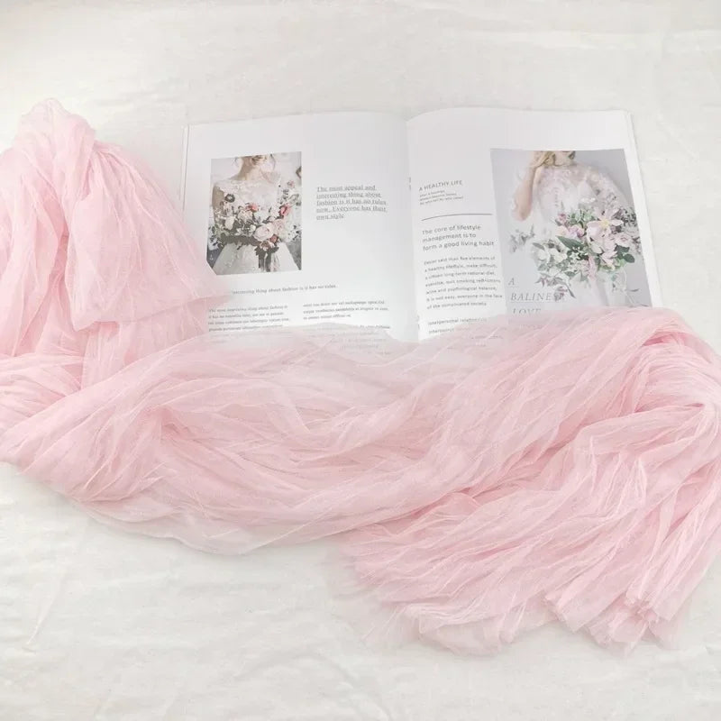 INS Wrinkled Tulle Cloth 1.2mx3m Ruffled Mesh Fabric Flower Shop Photo Background Cloth Wedding Decor Birthday Party Decorations