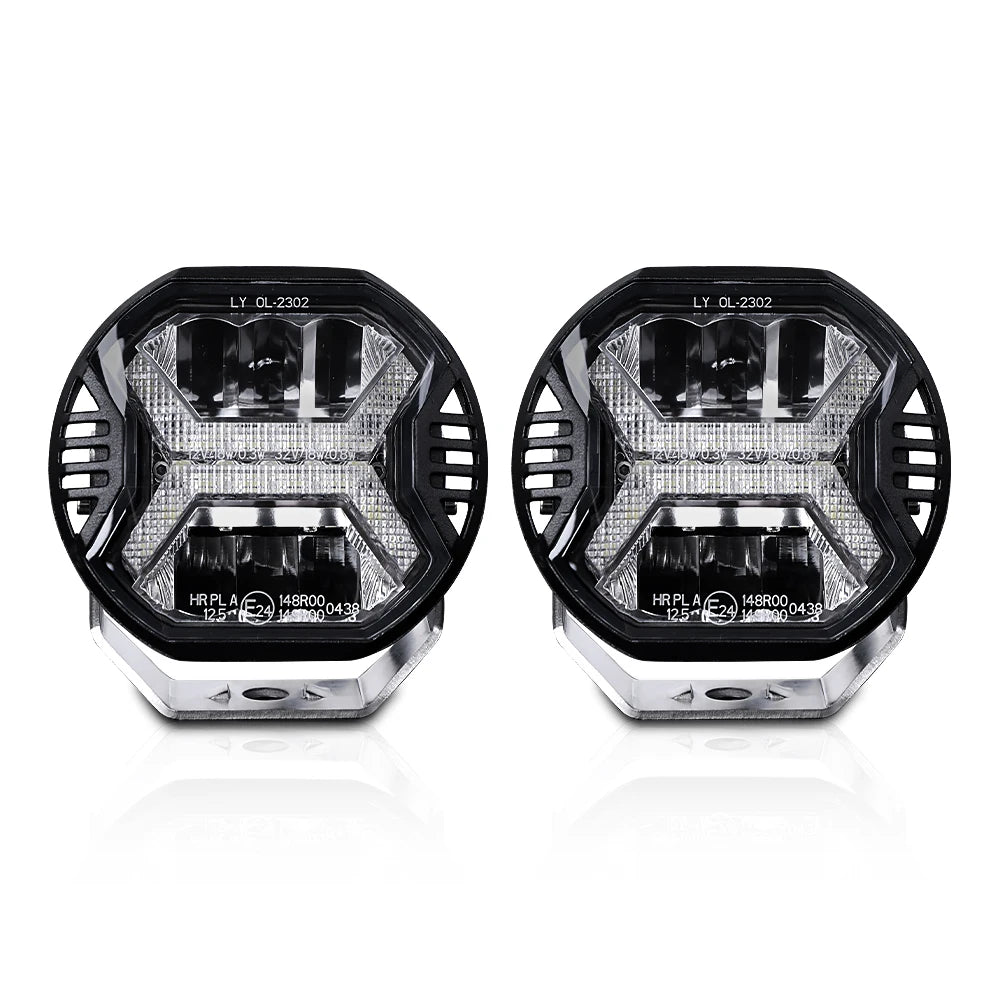 1Pair E-mark 4 Inch LED Work Lights 48W 12V 24V Flood Light Bar for Truck Jeep Lada Off Road 4x4  ATV UTV Boat Auxiliary Light