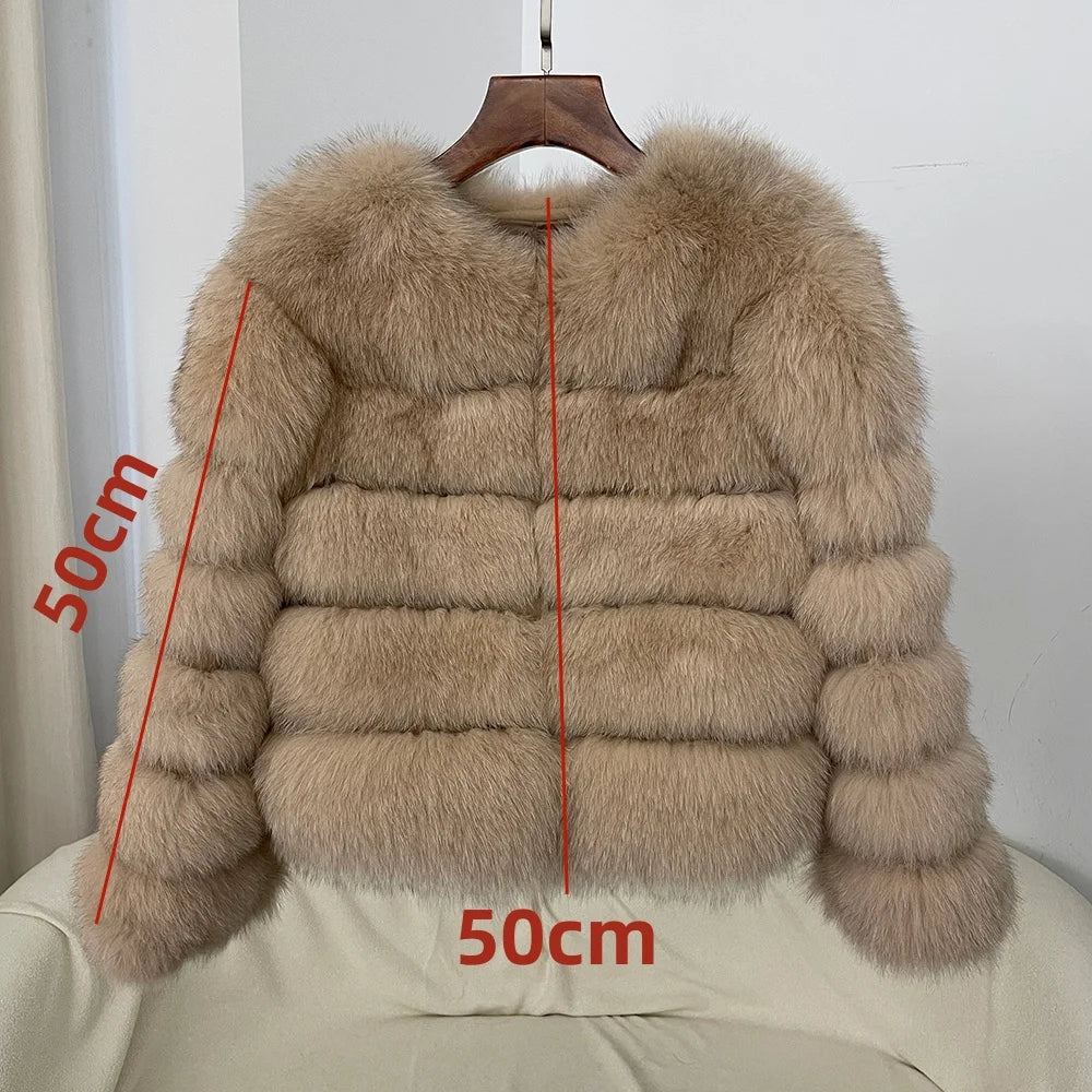 2024 Real Fox Fur Coat Winter Jacket Women Natural Fox Fur Raccoon Outerwear O-neck Thick Warm Luxury Female Plus Size