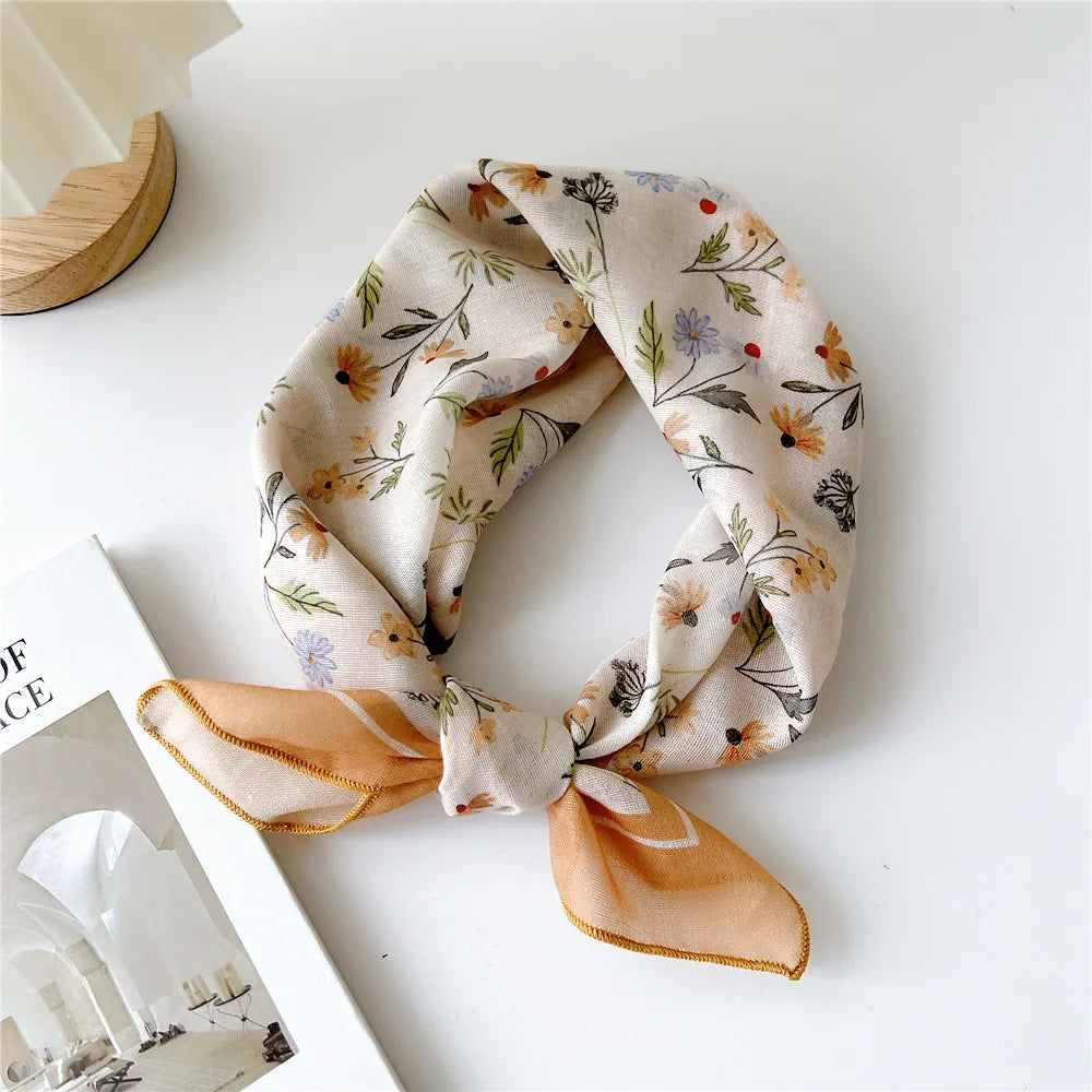 Fashion Cotton Linen Shawl Square Scarf for women sweet Cherry Print Hijabs Ladies Wraps summer sunscreen Bandanas Head scarf