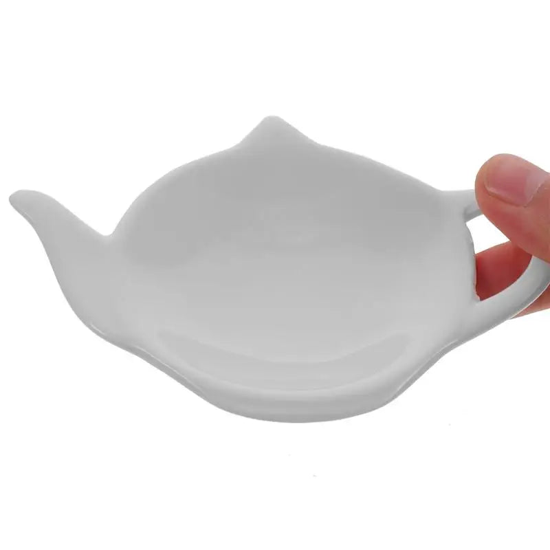 4Pcs Teapot Shaped Ceramic Dish Teabag Holder Coaster White Ceramic Sauce Dishes Mini Snack Plate Dessert Sauce Seasoning Plate