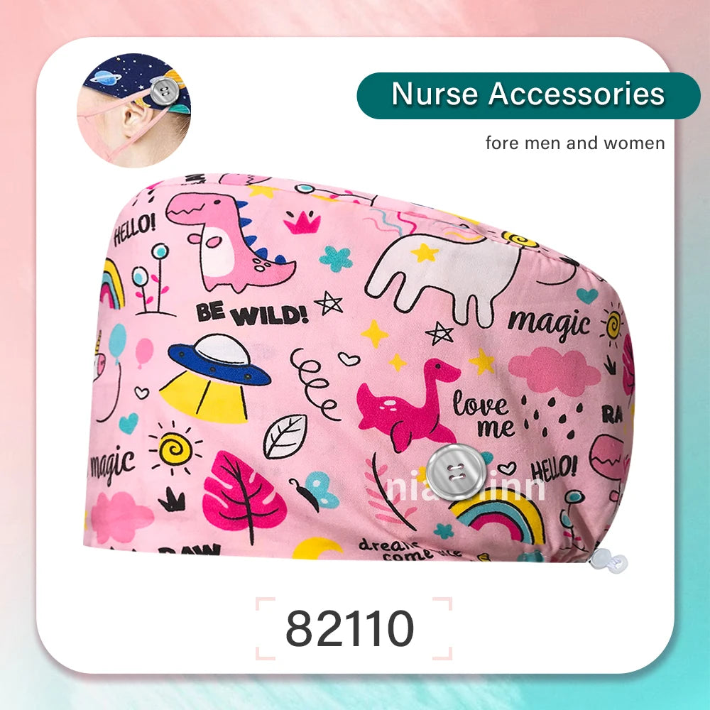 Nurse Scrubs Cap Women Health Workers Frosted Hat Lab Operator Work Cap Beauty Salon Dustjproof Working Hat Adjustable Scrub Cap