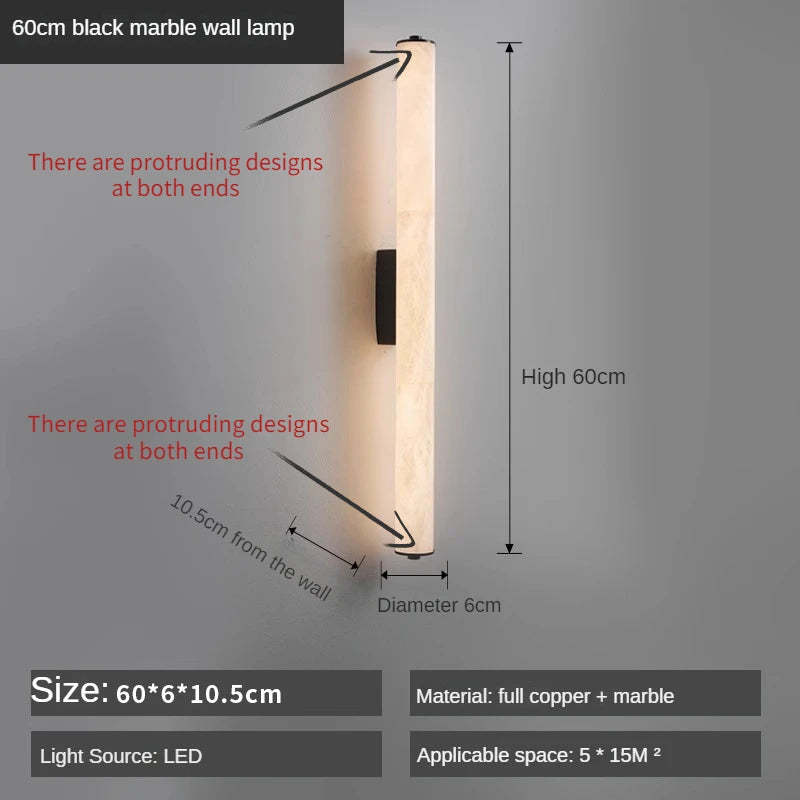 2025 Full Copper Spanish Natural Snowflake Marble LED Wall Lamp Modern Light Luxury Living Room Bedroom Bedside Balcony Lighting