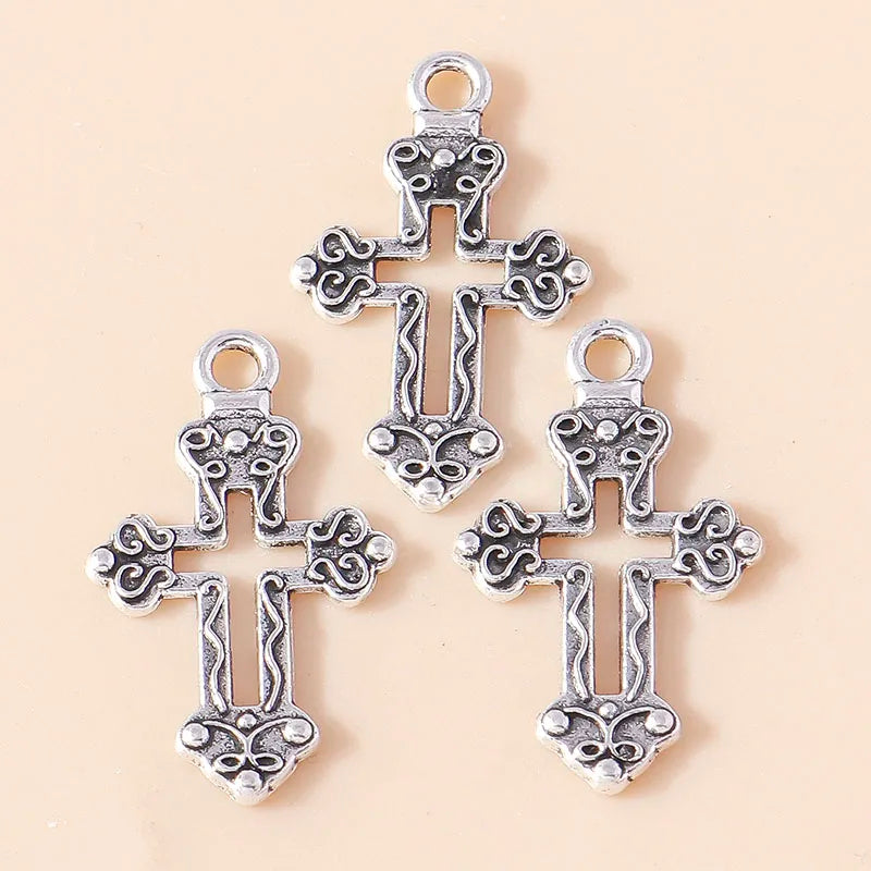 10pcs Steampunk  Crosses Charms for Jewelry Making Black Color Rose Cross Charms Pendant Necklace Keychain Diy Jewelry Findings