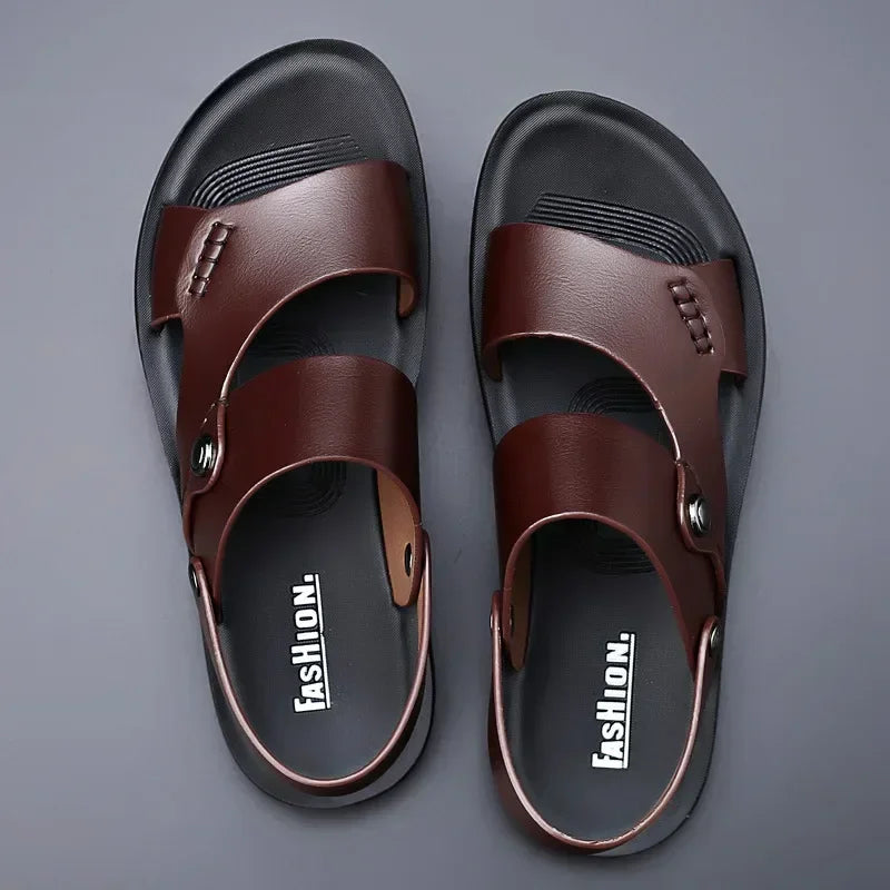 Classic  New Men's Sandals Genuine Leather Sandals for Men Outdoor Beach Slippers Leather Shoes 2024 Sandalias De Hombre