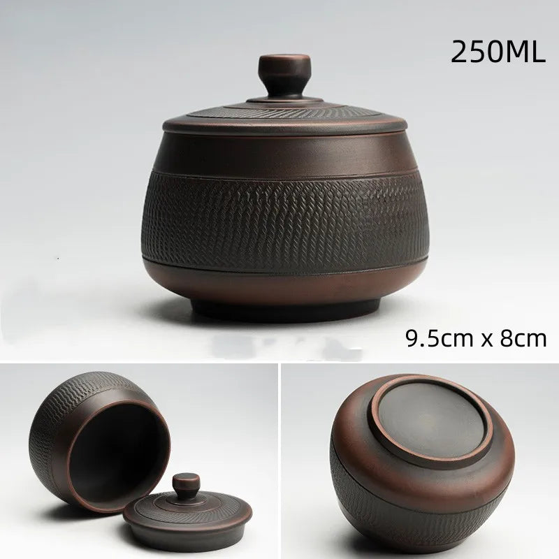High-grade Purple Pottery   Retro Ceramic Sealed Pot Storage Jar Household Retro Tea Box Moisture-proof Storage Jar