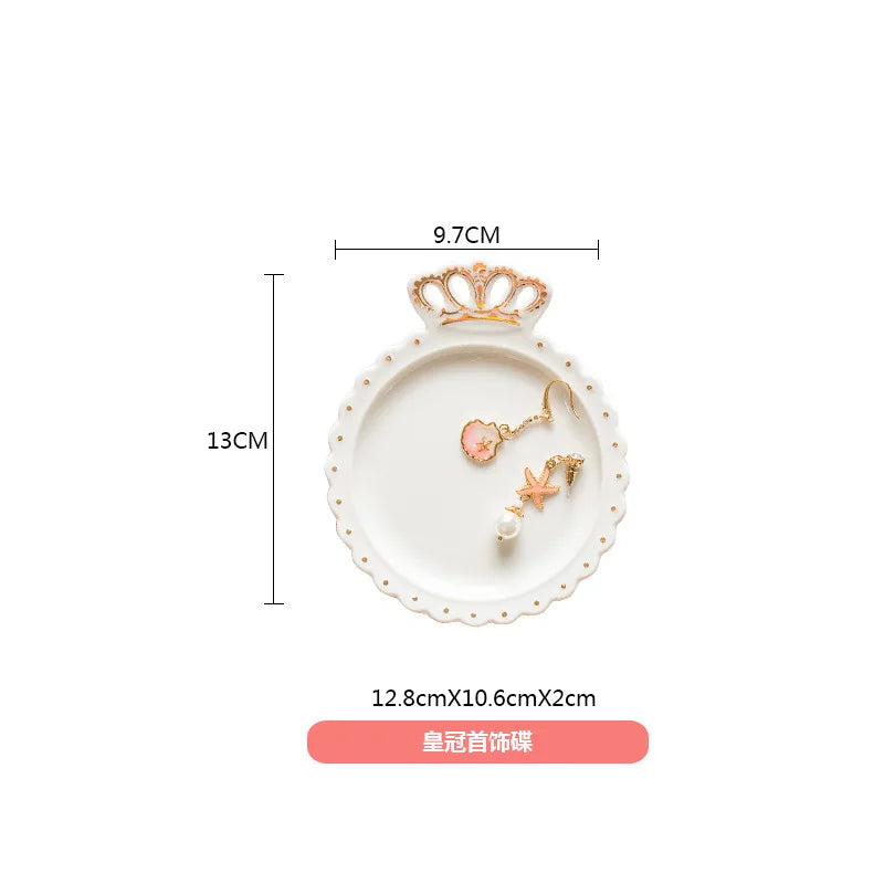 Small Decorative Ceramic Dish Plate Earrings Trays Jewelry Necklace Storage Trinket Dish Wall Plate Vanity Tray Wedding Gift