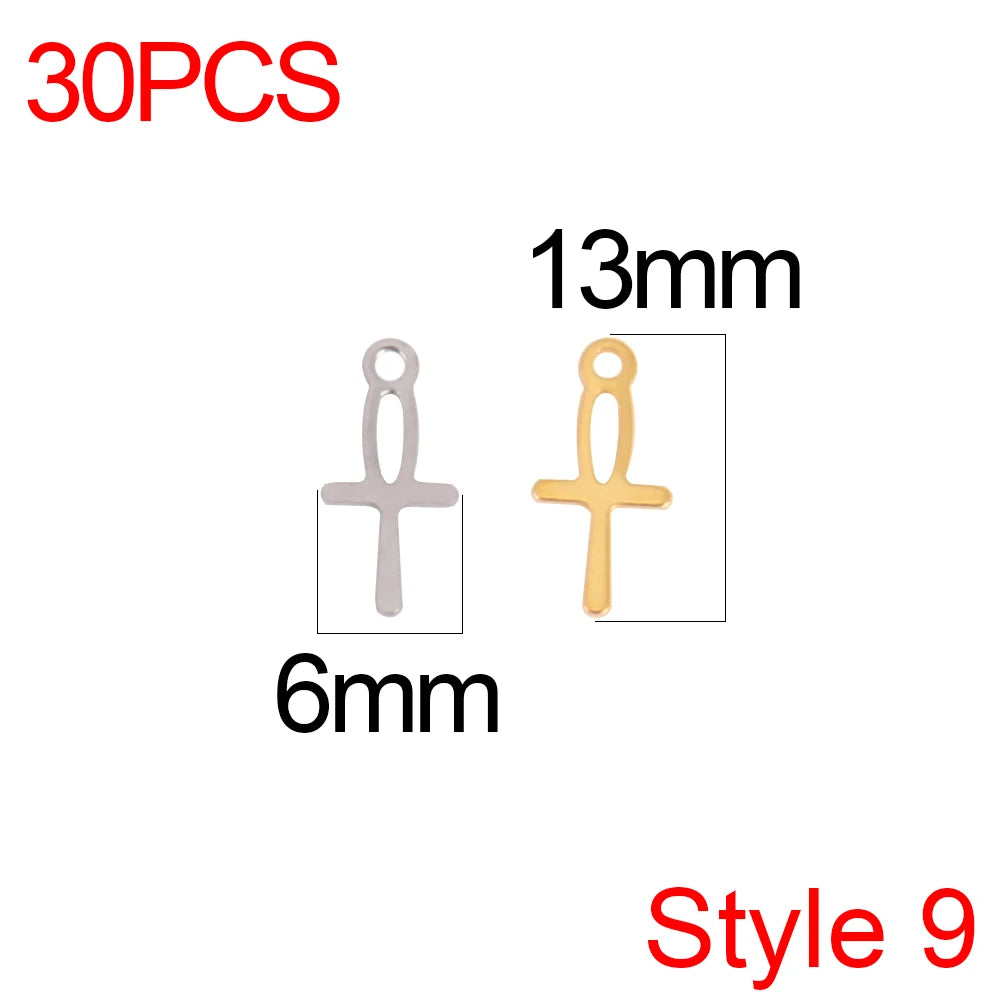 30pcs/Lot Stainless Steel Charm Cross Charms for Jewelry Making Supplies Crosses Pendants Connector DIY Accessories Bracelet