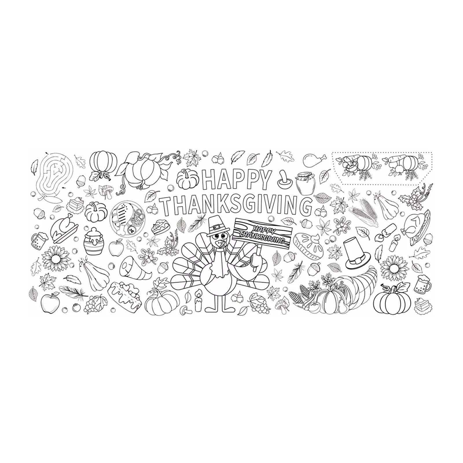 Thanksgiving Unique Interesting Tablecloth Kid Graffiti Interactive Design Family Durable Waterproof Festival Ambiance Supplies