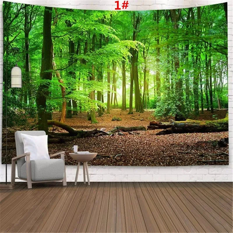 Home Decor Tapestry Beautiful Landscape Sunlight Through Forest  Wall  Sofa Bedroom Dorm