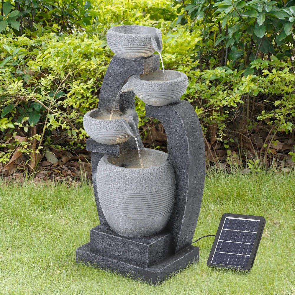 Garden Sanctuary Outdoor Solar-Powered Water Fountain Rockery Decor, 27.5cm W x 21.5cm D x 64cm H
