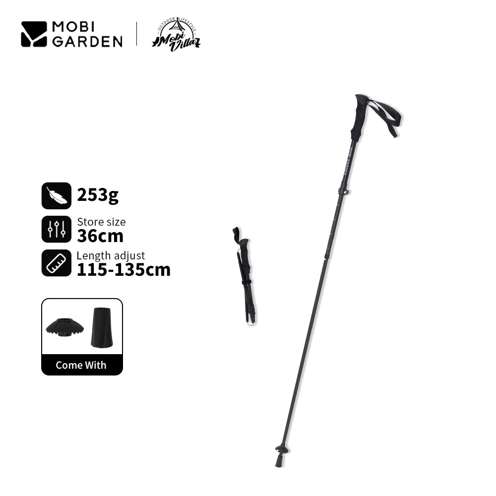 MOBI GARDEN Ultralight Aluminum Alloy Folding Trekking Pole  Professional Hiking Staff for Outdoor Walking sticks