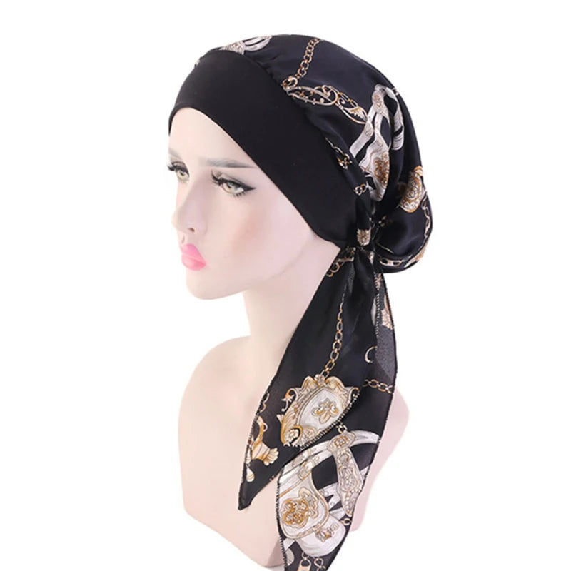 Lady Women Hat Chemo Cap Muslim Braid Head Scarf Turban Head Wrap Cover Ramadan Hair Loss Islamic Headwear Arab Fashion