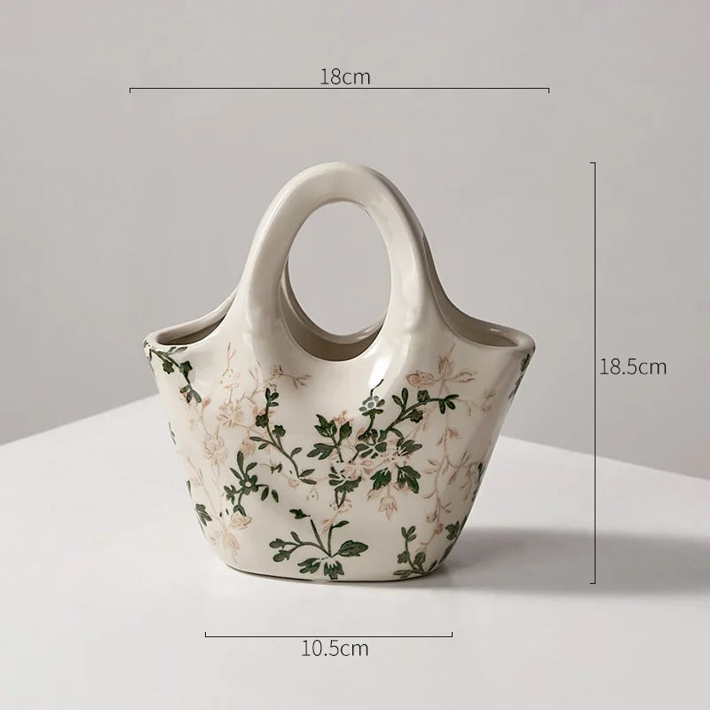 Rustic Country Ice Cracked Milk Pitcher Ceramic Vase Pastoral Scenery Ornament for Flower Arrangement Vintage Decorative Home