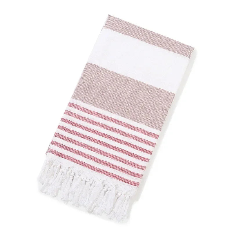 Cotton and Linen Striped Quick-drying Shawl European and American Popular Yarn-dyed Cotton Turkish Beach Towel with Tassels