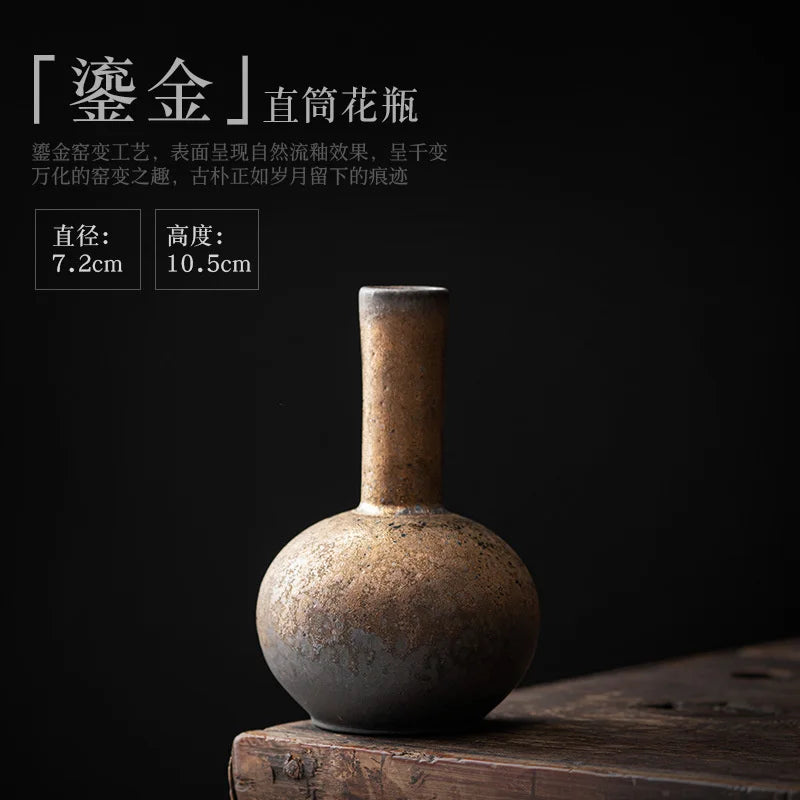 Creative Ceramic Dry Flower Vase, Flower Arrangement, Living Room, Coarse Pottery, Table Decoration, Vases for Flowers