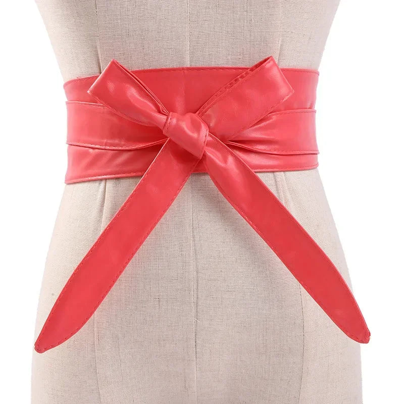 Women's Girdles Fashionable Solid Color PU Wide Belt Beautiful and Useful Tight Girdles Apparel Accessories