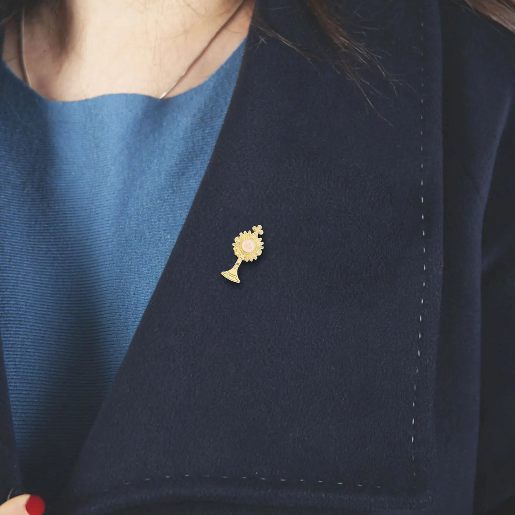 First Communion Breastpin Chalice Cross Pin Religious Brooch Enamel Lapel Tie Pin Jewelry Accessories Holy Communion Keepsake