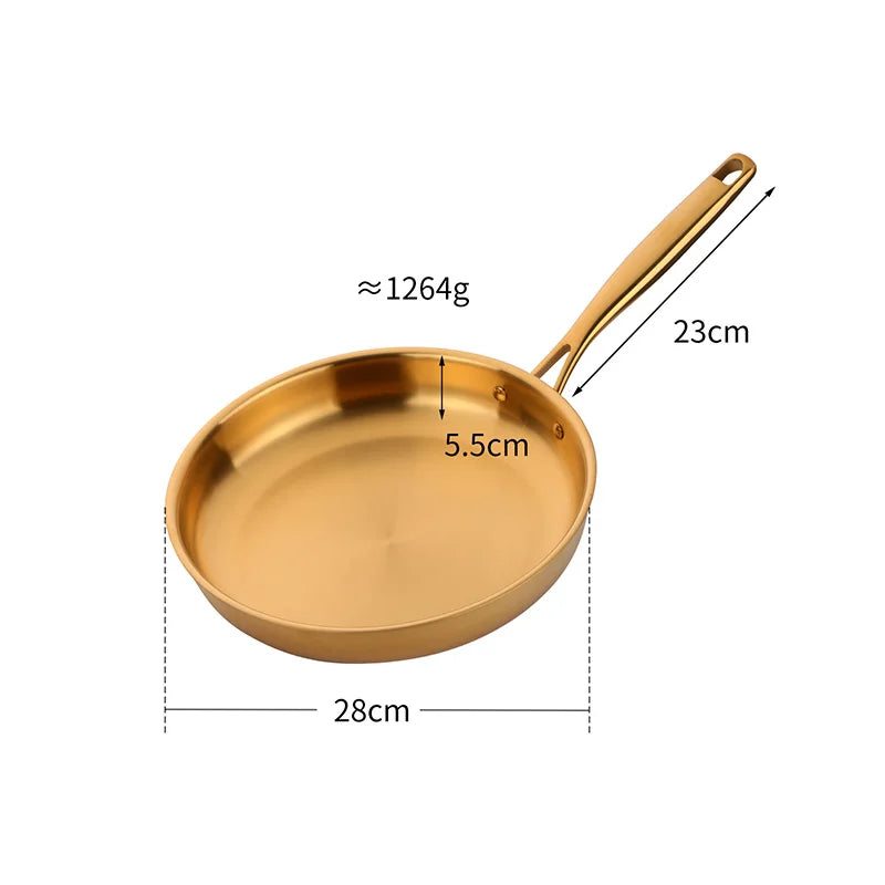 304 Stainless Steel 28CM Frying Pan High Quality Pan Fried Steak Non Stick Pan General Purpose Induction Cooker Wok Cookware