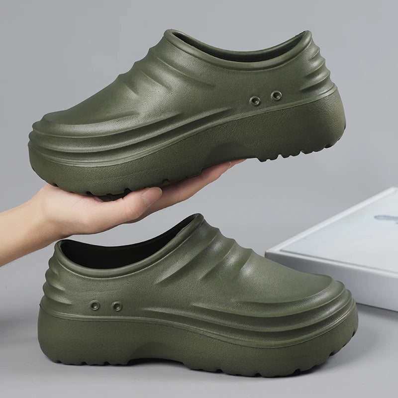 Summer Chef Shoes Anti Slip and Oil Proof Work Shoes Lazy Slippers Casual Trendy Slipper One Step Fashion Garden Shoes For Beach