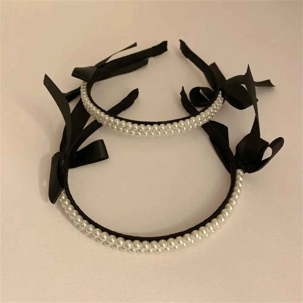 Hair Accessories Headwear Cute Pearl Bow Bezel Headband Hairband Hair Hoop Hair Bands