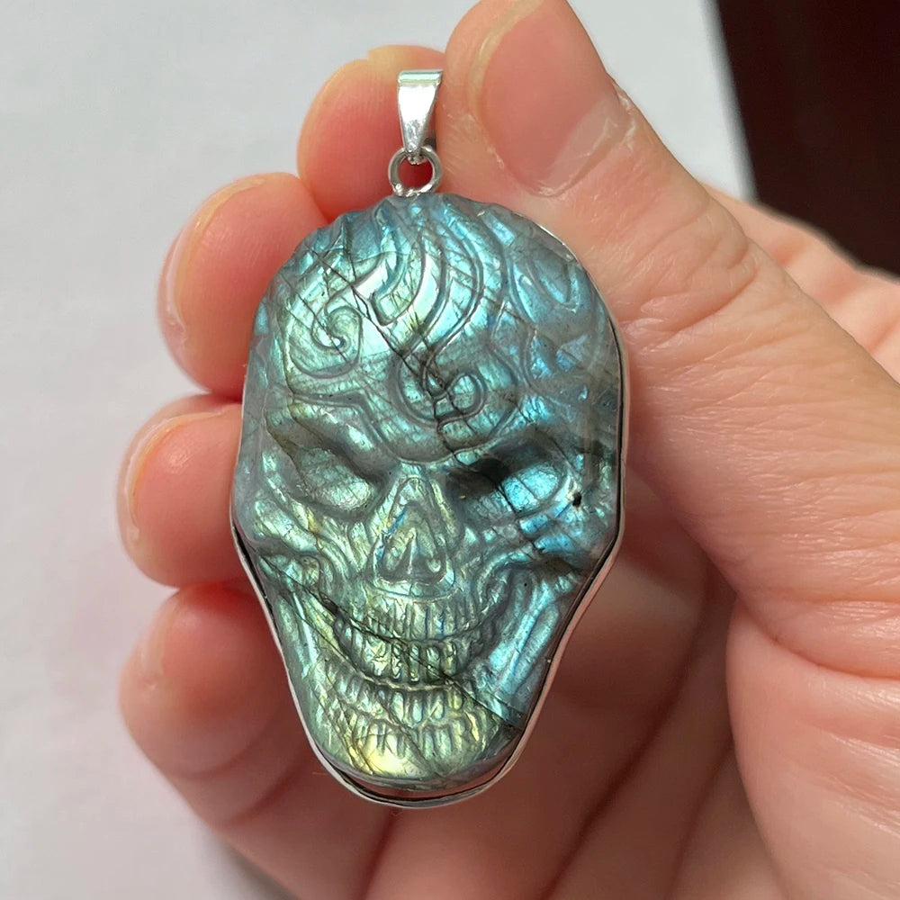 Gem Pendant Natural Stone Irregular Shape Bead Purple Blue Labradorite Necklace Pendant for Women Men Jewelry Gift 1Pcs