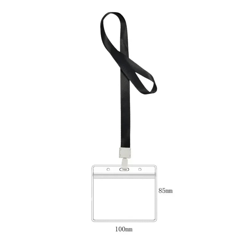 Cards Slots Double-sided Staff Work Card Cover Pass Access Card Holder Name Badge Holder ID Tag Bus Card Sleeve with Lanyard