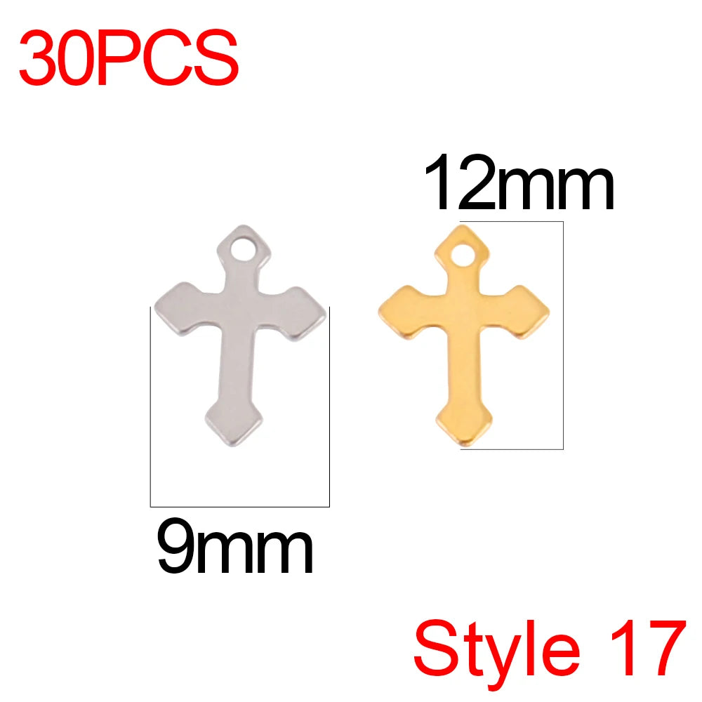 30pcs/Lot Stainless Steel Charm Cross Charms for Jewelry Making Supplies Crosses Pendants Connector DIY Accessories Bracelet