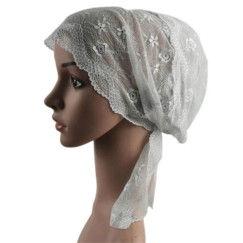 Muslim Women Head Scarf Lace Flower Underscarf Elastic Hijab Hair Cover Headwrap Chemo Cap Islam Headband Bonnet Turbante Mujer