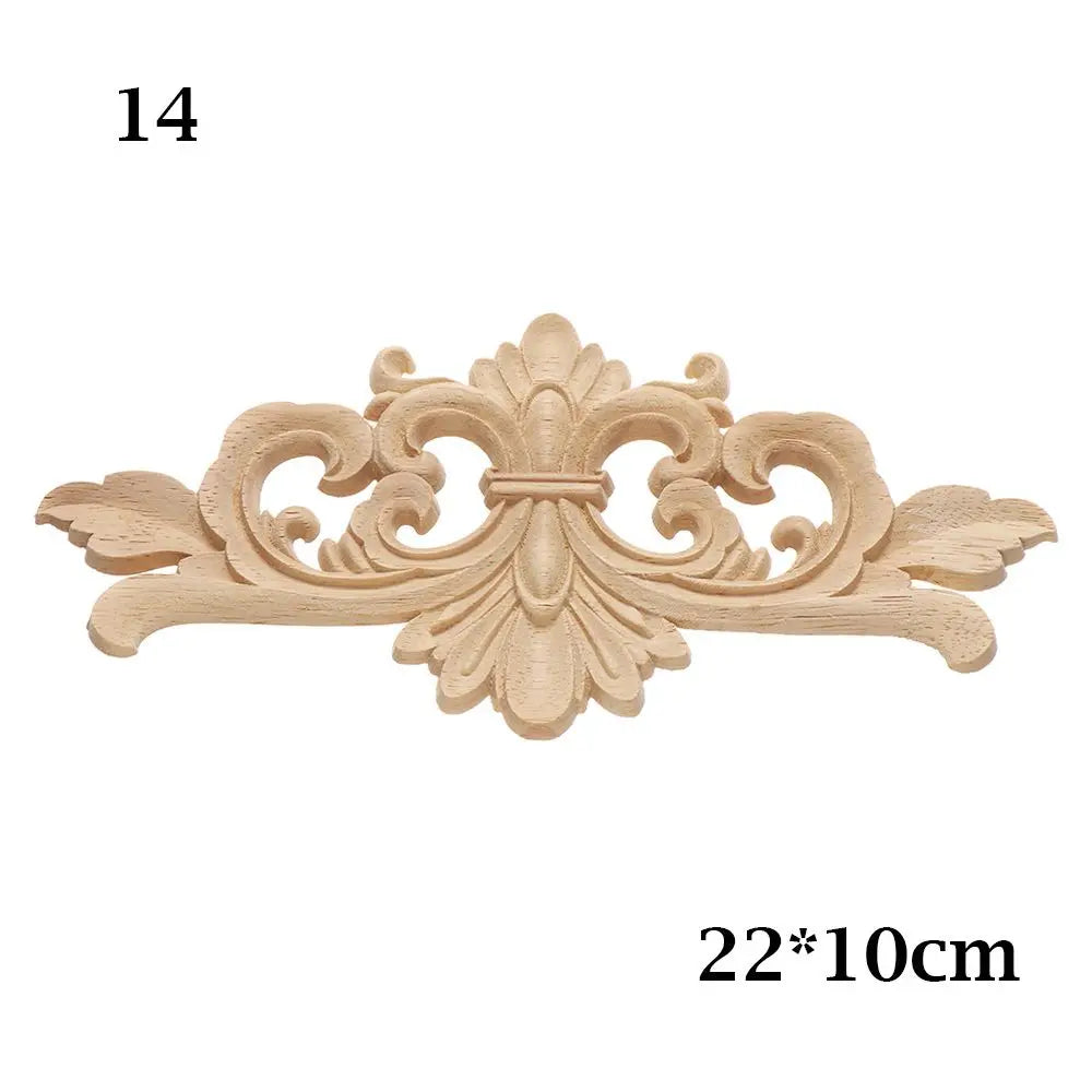 Furniture Parts Unique Natural Floral Wood Carved Corner Appliques Frame wooden Figurines Crafts Woodcarving Decorative