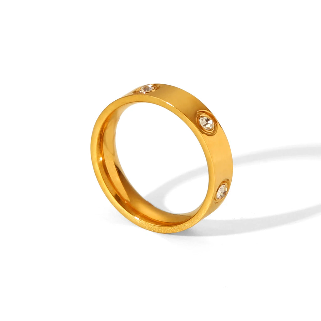 Minimalist Korean Stainless Steel Ring For Woman Man Cubic Zirconia Simple Round Circle Ladies Wedding Engagement Jewellery Gift